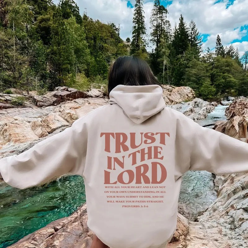 Christian Sweatshirt, Bible Verse Hoodie, Women's Religious Shirt, Trust In The Lord Shirt Cotton Womenswear