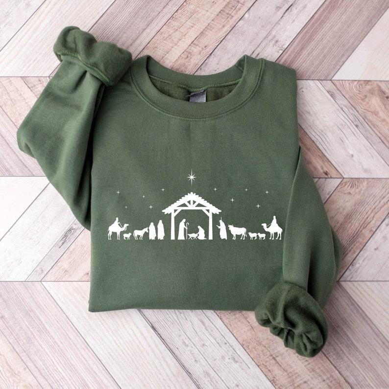 Christian Sweatshirt, Nativity Scene Sweatshirt, Christmas Nativity Shirt, True Story Nativity Shirt, Religious Christmas...