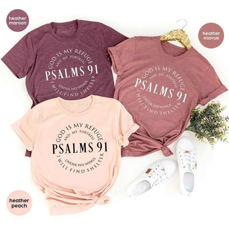 Christian T Shirt, Blessed Shirt, Religious Shirt, Hymn T-Shirt, Christ Jesus Shirt, Jesus Love Tee, Psalms 91 T Shirt...