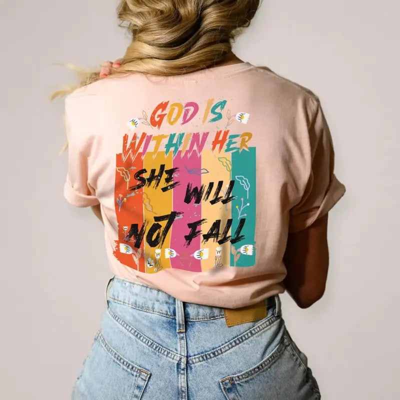 Christian Shirts Christian Easter Shirt Bible Verse Shirt God Is Within Her She Will Not Fall T-Shirts, Hoodie, Sweatshirt