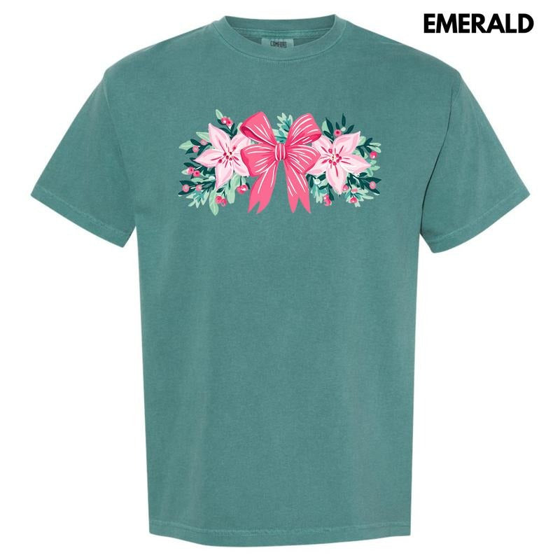 Christmas Bow Garland Comfort Colors T-Shirt 'NLB' Hoodie Sweatshirt | PrintMintTees.com