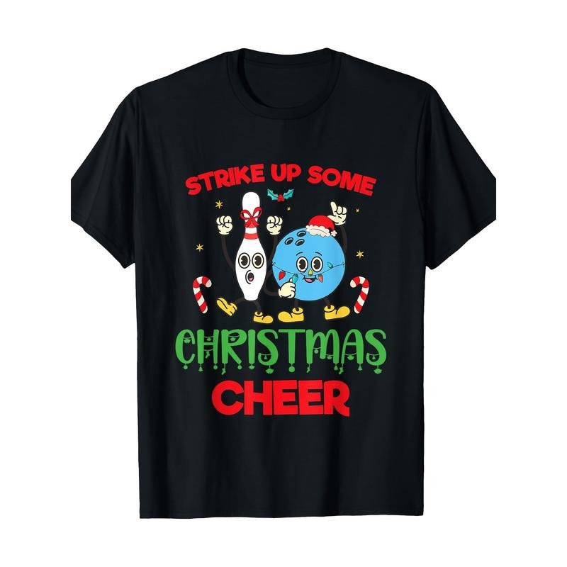 Christmas Bowling Team Family Bowling Matching Xmas Bowling220g 100% Cotton T-Shirt made in usa Hoodie Sweatshirt