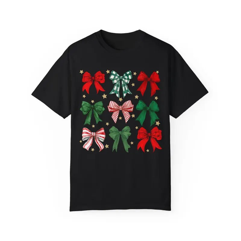 Christmas Bows 4X Shirt Comfort Colors Holiday Tshirt, Women's Holiday Tee Hoodie Sweatshirt | PrintMintTees.com