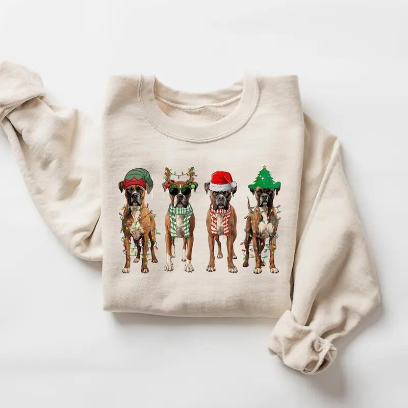 Christmas Boxer Sweatshirt, Christmas Shirt, Boxer Shirt, Dog Christmas Shirt, Boxer Lover Shirt, Dog Mom Shirt, Holiday...
