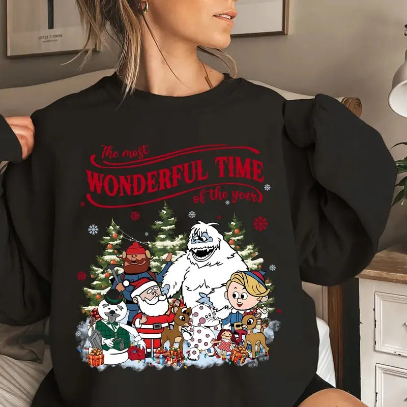 Christmas Cartoon Rudolph Sweatshirt, Wonderful Time Of The Year Rudolph Shirt, Rudolph The Red Nosed Reindeer T-Shirt,...