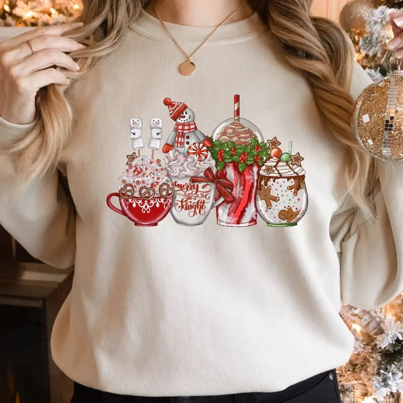 Christmas Coffee Sweatshirt Hot Cocoa Sweatshirt Coffee Lover Sweater Christmas Gift Coffee Lover Gift Santa Sweater...