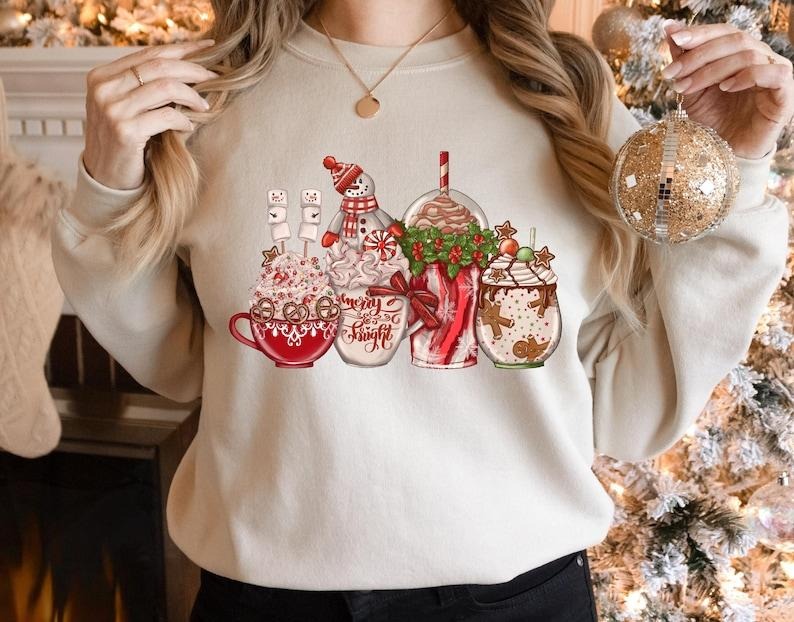 Christmas Coffee Sweatshirt, Latte Coffee Sweater, Christmas Shirt, Coffee Lover Hoodie, Christmas Gift, Coffee Lover...