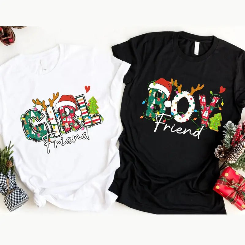 Christmas Couple T-shirt, Matching Christmas Shirt, Boyfriend Girlfriend Tee, Couple Holiday Shirt Hoodie, Sweatshirt