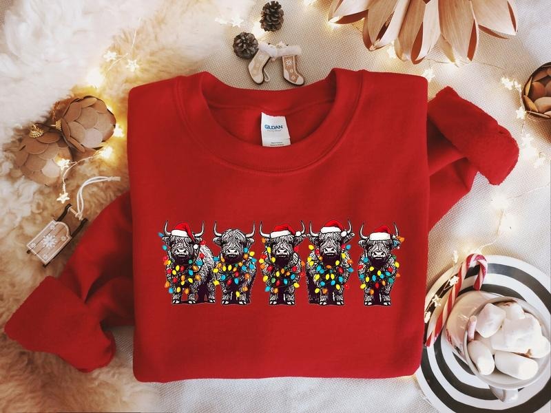 Christmas Cows Sweatshirt, Cow Lover Gift, Funny Christmas Hoodie, Womens Cow Sweatshirt, Christmas Animal Hoodie,...