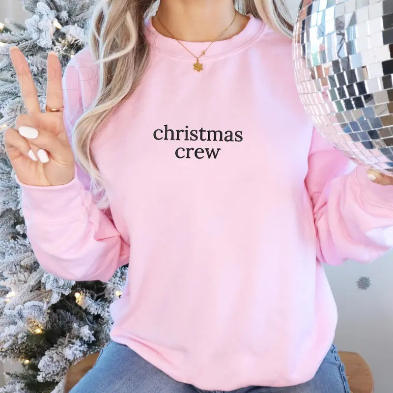 Christmas Crew Embroidered Sweatshirt, Christmas Sweatshirt, Funny Christmas Sweatshirt, Xmas  Sweatshirt Full Color...