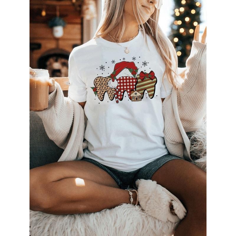 Christmas Dental Teeth Pattern T - shirt Hoodie Sweatshirt | PrintMintTees.com