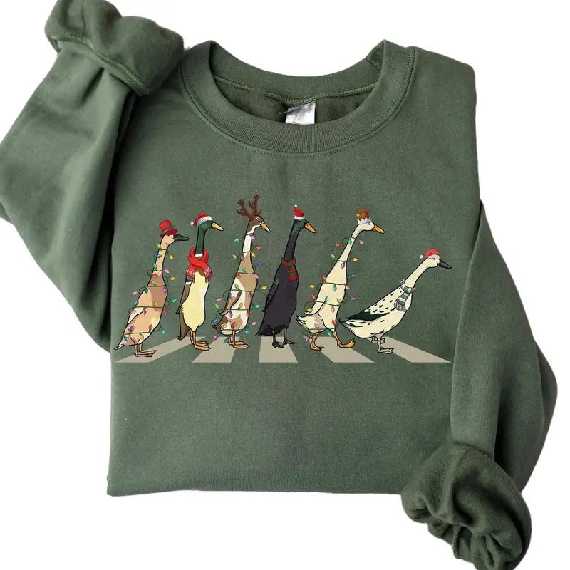 Christmas Ducks Sweatshirt, Duck Christmas Shirt For Women, Funny Animals Christmas Sweatshirt, Farm Lover Gift, Funny...