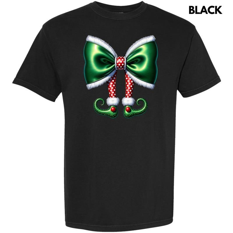 Christmas Elf Bow Comfort Colors T-Shirt 'NLB' Hoodie Sweatshirt | PrintMintTees.com