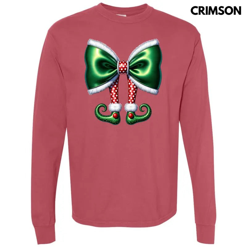 Elf Bow Long Sleeve Comfort Colors 'NLB' T-Shirts, Hoodie, Sweatshirt