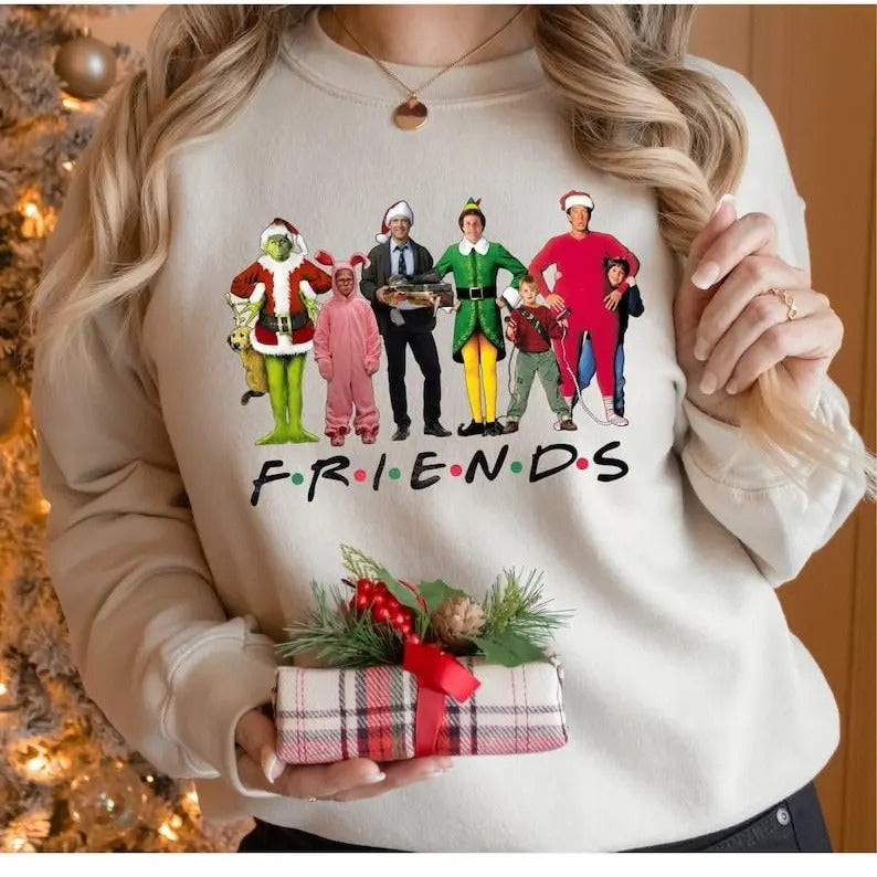 Christmas Friendsss Movie Characters Sweatshirt, Friendsss Movie Christmas Shirt, Vintage Movie Tee Shirt, Christmas Gift...