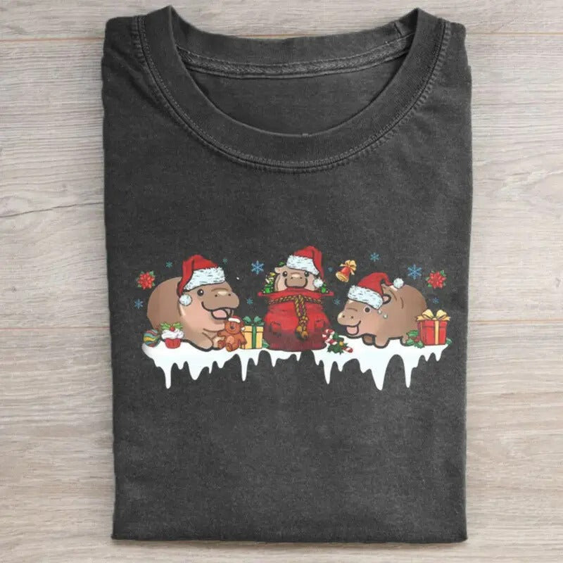 Christmas Funny Moo Deng T-shirt, Funny Christmas Tee Hoodie Sweatshirt | PrintMintTees.com