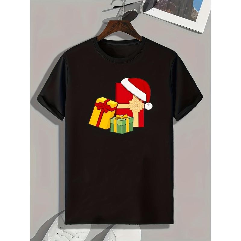 Christmas Gift Print, Men's Graphic T-shirt, Casual Comfy Tees For Summer, Mens Clothing made in usa Hoodie Sweatshirt