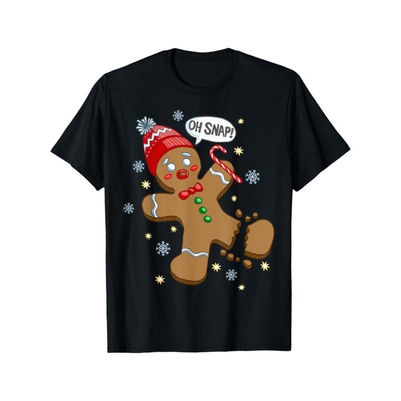 Christmas Gingerbread Man Printed Boys Round Neck Short Sleeve T-Shirt made in usa Hoodie Sweatshirt | PrintMintTees.com