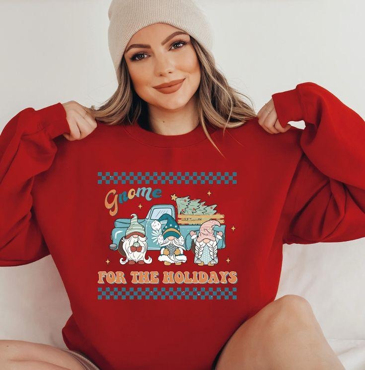 Christmas Gnomes Sweatshirt, Gnome For Holiday Truck Sweater, Happy Christmas Sweatshirt Gift, Cute Gnomes Sweatshirt,...