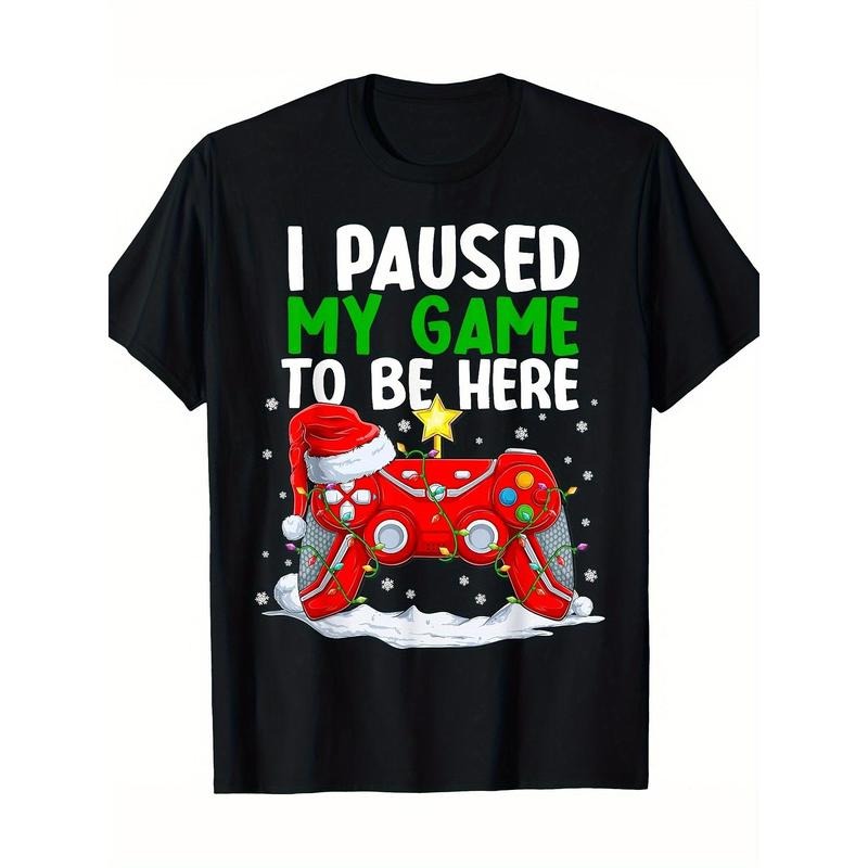 Christmas I Paused My Game To Be Here Funny Gamer Boys T-Shirt