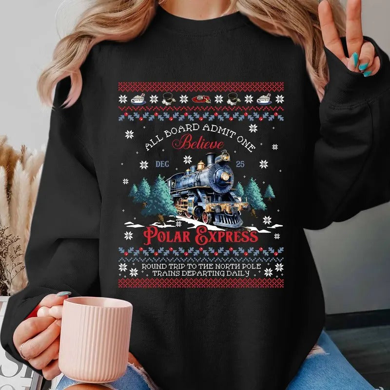 Christmas Movie Polar Express Ticket Ugly Christmas T-Shirt, Party Chrismas, Chrismas Movie Shirt, Vintage Movie Shirt...