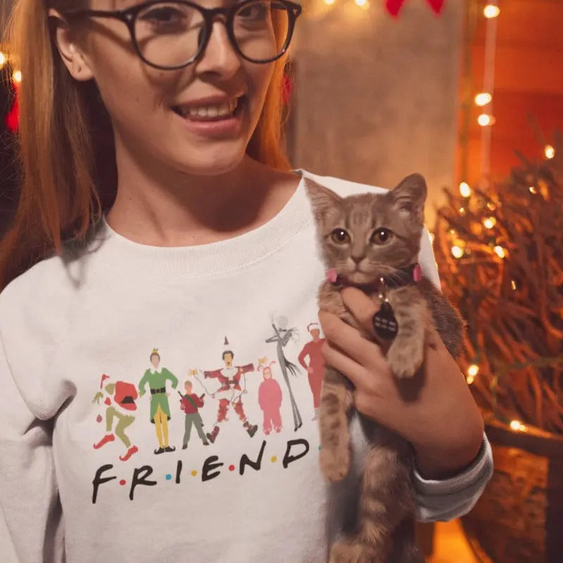 Christmas Movies Friends Sweatshirt, Friends Christmas Shirt, Christmas Party T-Shirt, Holiday Elf Shirt, Christmas...