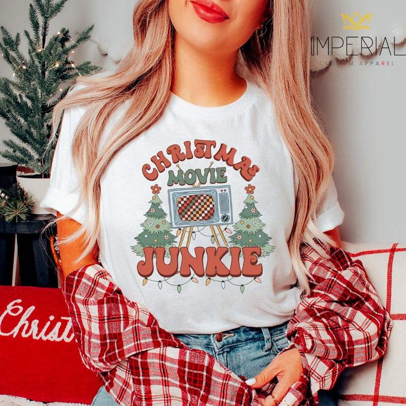 Christmas Movies Shirt, Family Matching Christmas Shirt, Christmas Movie Junkie Tee, Xmas Movie Teestyle{n002}3 Hoodie...