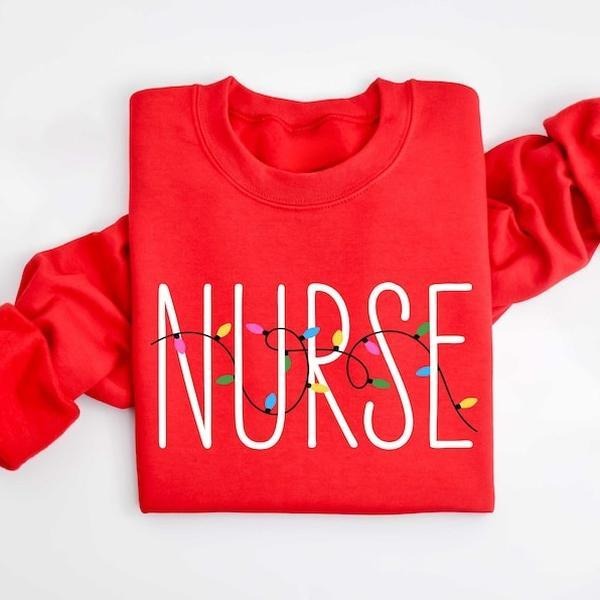 Christmas Nurse Sweatshirt, Preppy RN Christmas T-Shirt, Funny Nurse Holiday Shirt, Coquette Bow Nurse Gift, Cute Nursing...