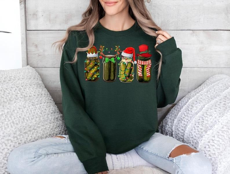 Christmas Pickle Sweatshirt, Pickle Sweater, Holiday Sweater, Christmas Sweatshirt, Christmas Gift, Xmas Sweatshirt,...