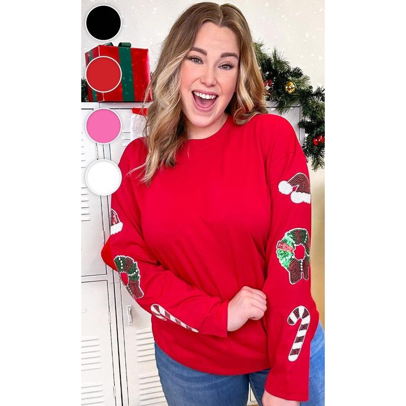 Christmas Sparkle Sleeve Boyfriend Long Sleeve T-Shirt Hoodie Sweatshirt | PrintMintTees.com