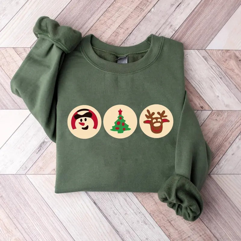 Christmas Sugar Cookie Sweatshirt, Christmas Cookies Sweatshirt, Ho Ho Ho Crewneck, Santa Christmas Sweater, Trendy...