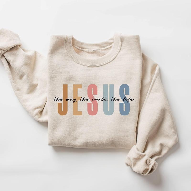 [Christmas Sweatshirt] Jesus The Way The Truth The Life Sweatshirt, Womens Religious Sweatshirt, Faith Sweatshirt,...