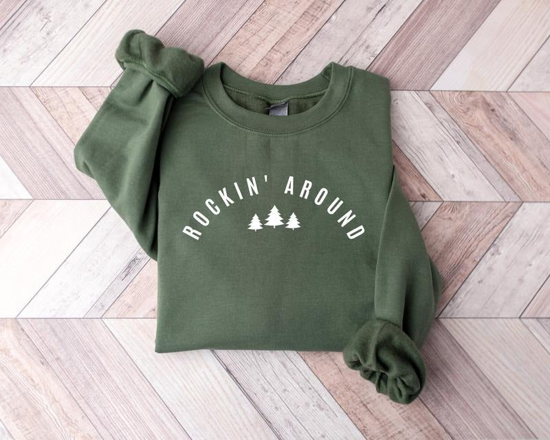 Christmas Sweatshirt, Rockin Around the Christmas Tree Sweater, Holiday Sweater, Merry Christmas Shirt, Xmas Christmas...