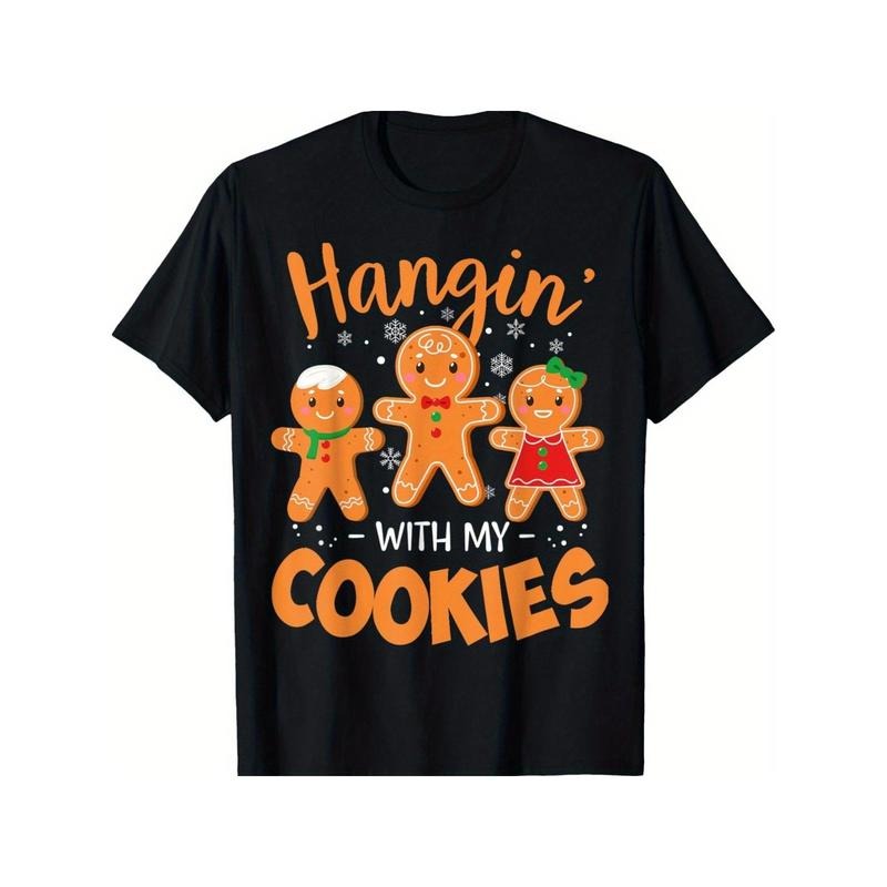 Christmas Teacher Hangin with My C-o-o-k-i-e-s Gingerbread T-Shirt for Men Women, Unsex Soft Fabric, Breathable,...