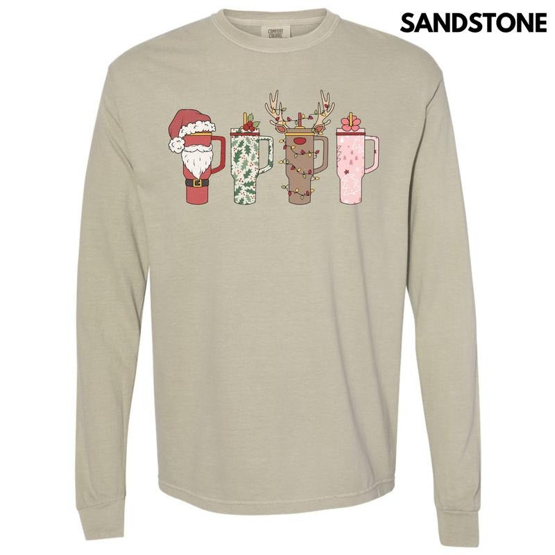 Christmas Theme Cups Long Sleeve Comfort Colors T-Shirt 'NLB' Hoodie Sweatshirt | PrintMintTees.com