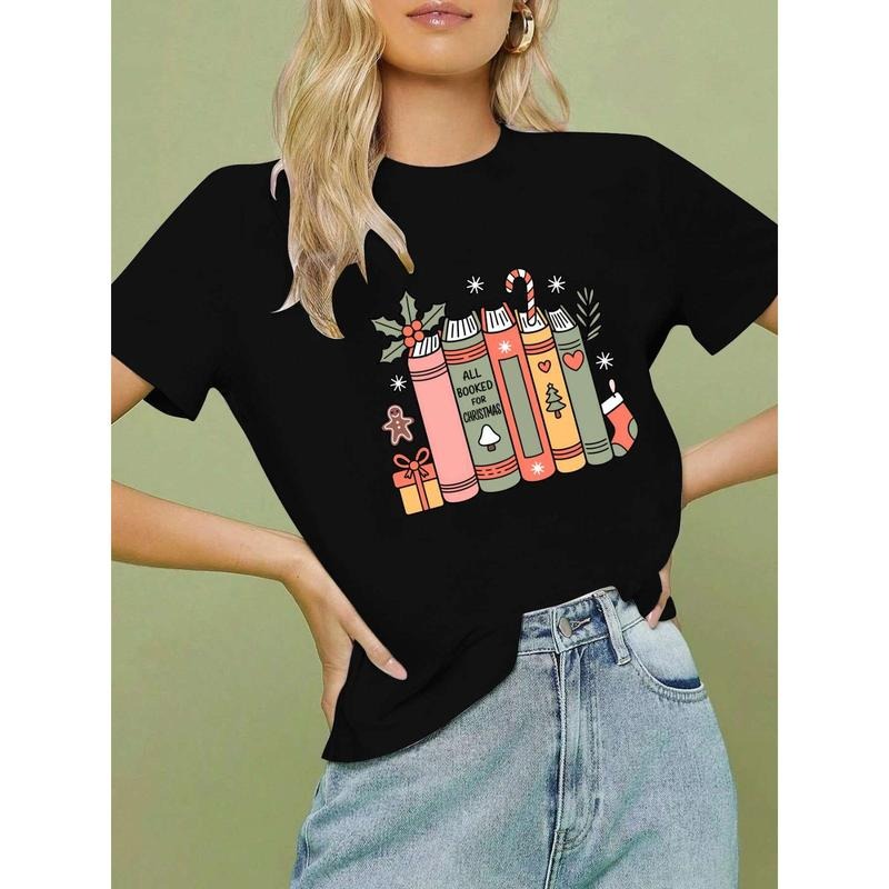 Christmas Themed T-Shirt Featuring Stocking, Book, and Festive Icons Hoodie Sweatshirt | PrintMintTees.com