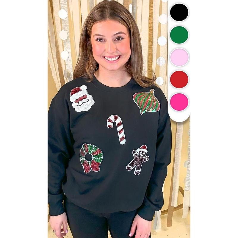 Christmas Things Sequin Graphic Sweatshirt Shirt Hoodie | PrintMintTees.com