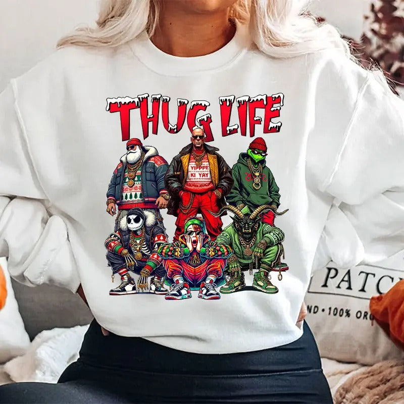 Christmas ThugLife Shirt, Christmas Movies Shirt, Xmas Graphic Tee Hoodie Sweatshirt | PrintMintTees.com