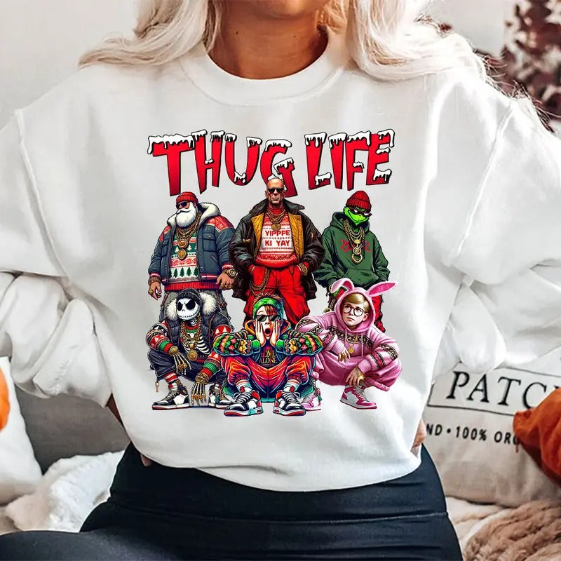 Christmas ThugLife Shirt, Christmas Movies Shirt, Xmas Graphic Tee Comfort Cotton style 03 Hoodie Sweatshirt