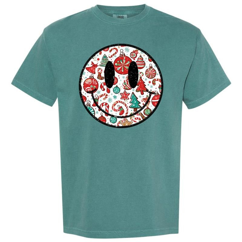 Christmas Time Happy Face Comfort Colors T-Shirt 'NLB' Hoodie Sweatshirt | PrintMintTees.com