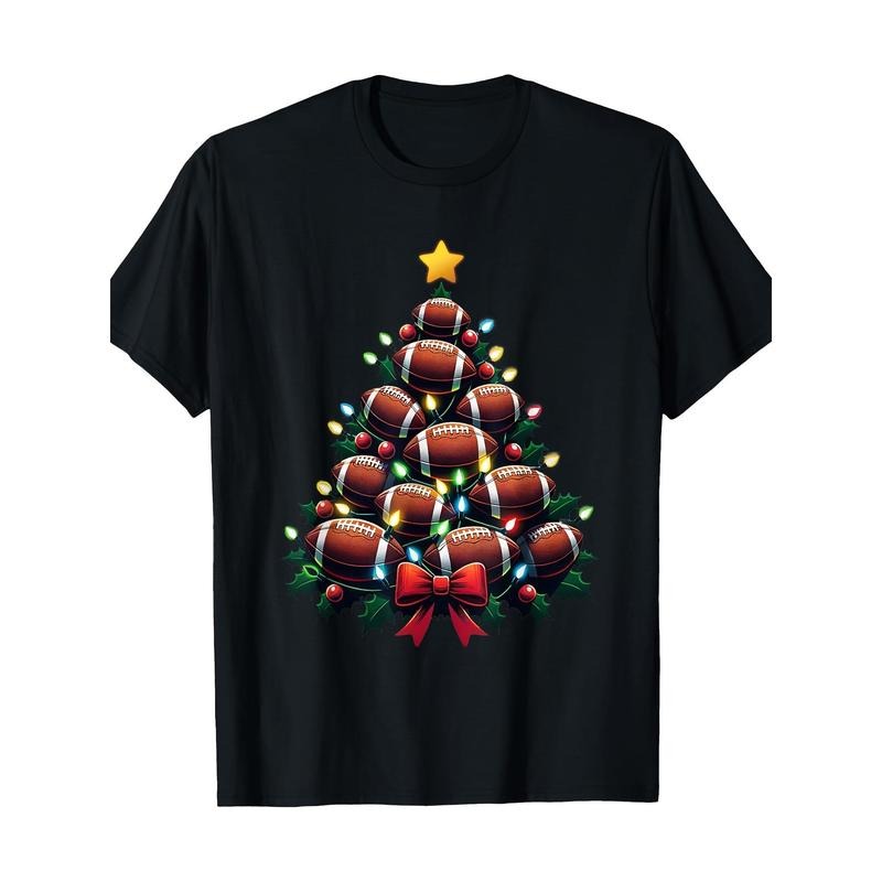 Christmas Tree American Football Lights Merry Xmas Pajama T-Shirt100% Cotton, 220g. made in usa Shirt Hoodie Sweatshirt