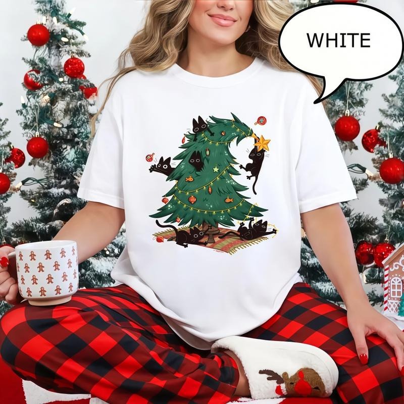 Christmas Tree And Cat T-Shirt, Cute Christmas Shirt, Cat Owner Christmas Gift, Cat Lover Xmas Shirt, Christmas Tree...