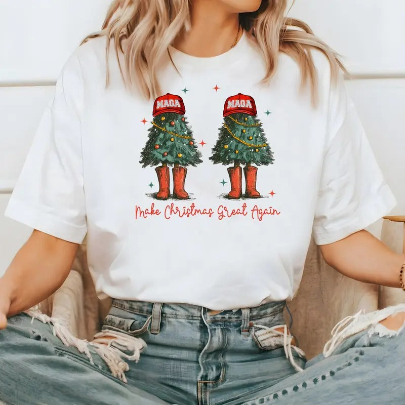 Christmas Tree MAGA Shirt, Make America Great Again Shirt, Voting Felon Shirt, Trum Second Term, Funny Trum 2024 Casual...