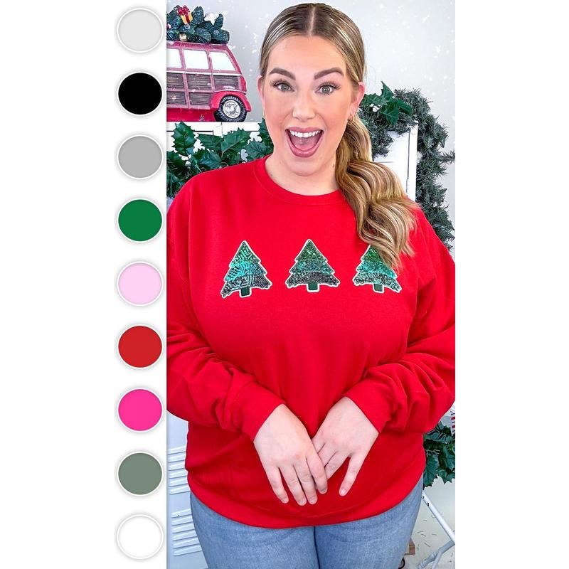 Christmas Tree Sparkle Sequin Graphic Sweatshirt Shirt Hoodie | PrintMintTees.com