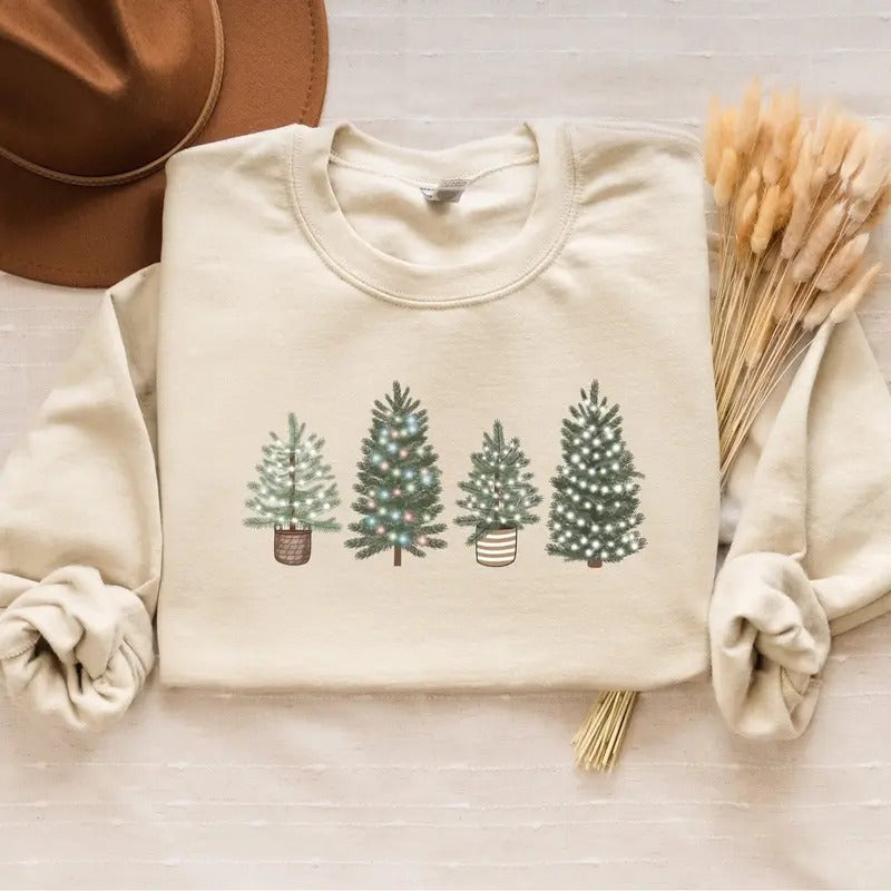 Christmas Tree Sweatshirt, Christmas Sweatshirt, Christmas Lights Shirt, Green Christmas Tree Crewneck, Christmas...
