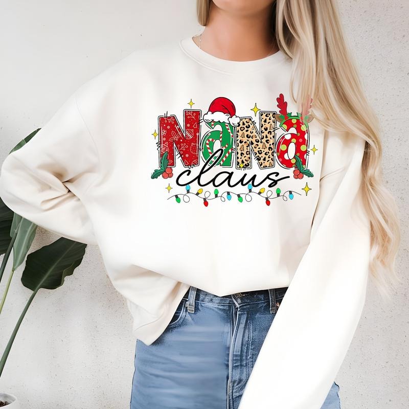 [Christmas Unisex Shirt] Nana Claus Sweatshirt, Christmas Nana Shirt, Funny Holiday Crewneck for Grandma, Santa Claus...