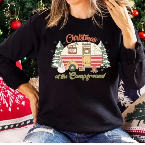 Christmas at the Campground Sweatshirt, Christmas Shirt, Merry Christmas Shirt, Cozy Season, Santa Xmas Shirt, Best Gift...