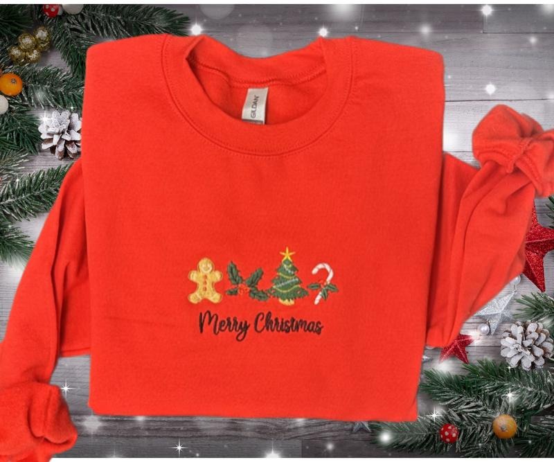 Christmas embroidered Crewneck Sweatshirt T-Shirts, Hoodie | PrintMintTees.com