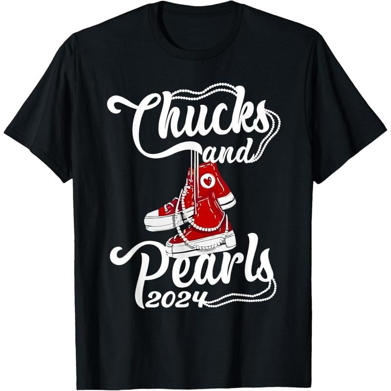 Chucks And Pearls Kamala Harris 2024 Support Gifts Women T-Shirt made in usa Hoodie Sweatshirt | PrintMintTees.com