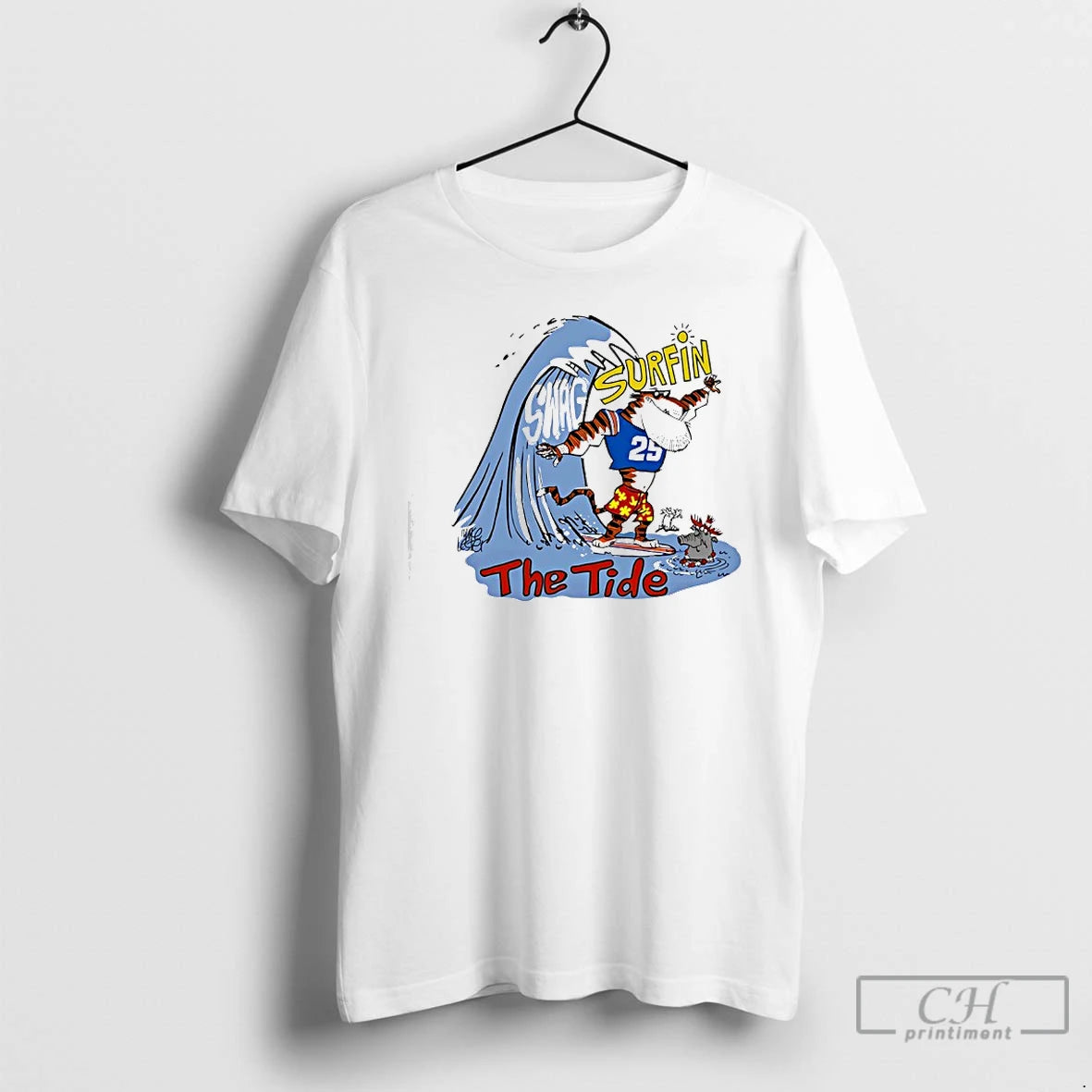 Classic Alabama Gameday Tiger Mascot Surfin The Tide Graphic T-Shirts, Hoodie, Sweatshirt | PrintMintTees.com